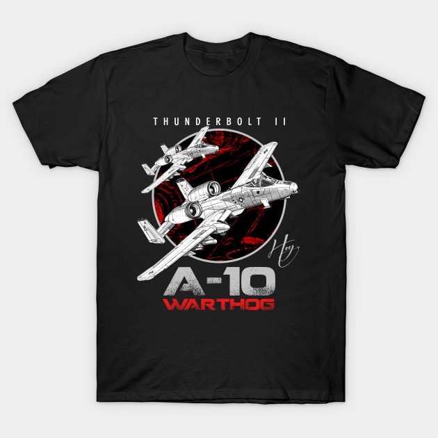 A-10 Thunderbolt II Warthog subsonic attack aircraft nicknamed Hog Us Air Force Fighterjet T-Shirt by aeroloversclothing